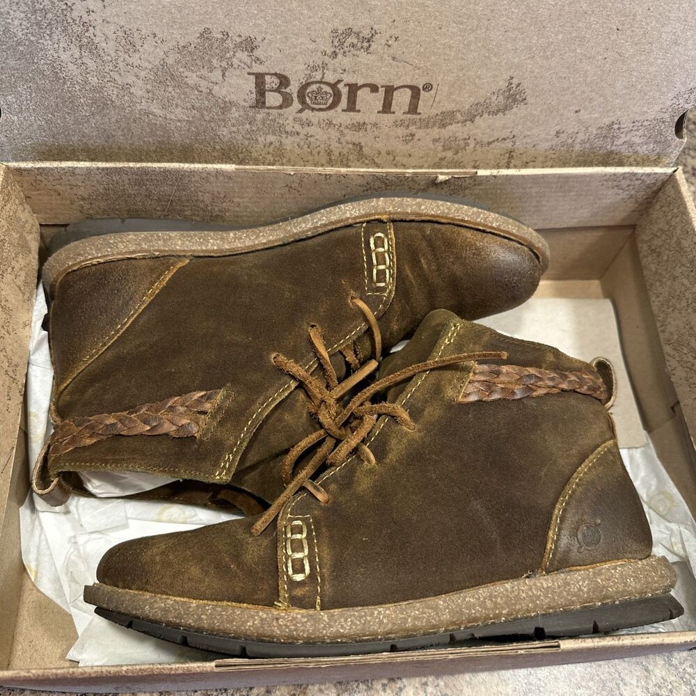 Born Temple sz by 9 Boots Brown Leather Ankle Lace-up Rust Distressed